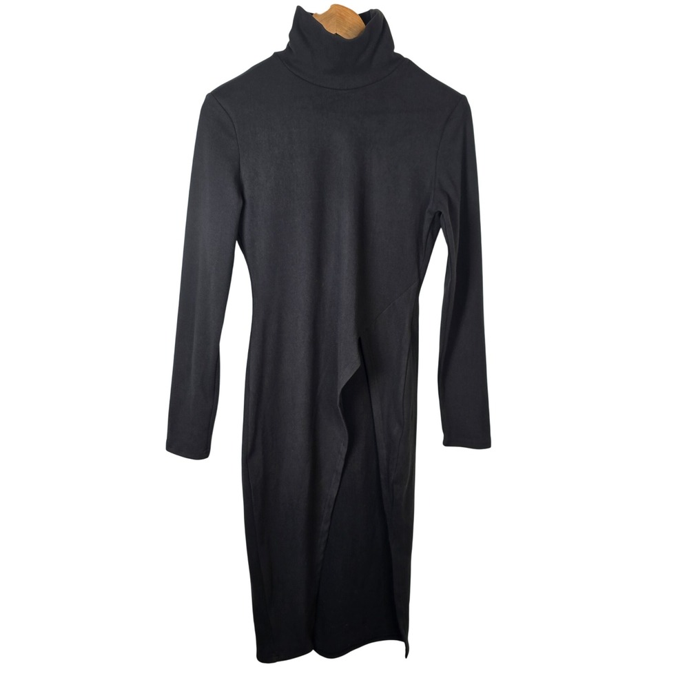 Uoozee Simple Skinny Split Side Turtleneck Bodycon‎ Midi Dress Women's Size S